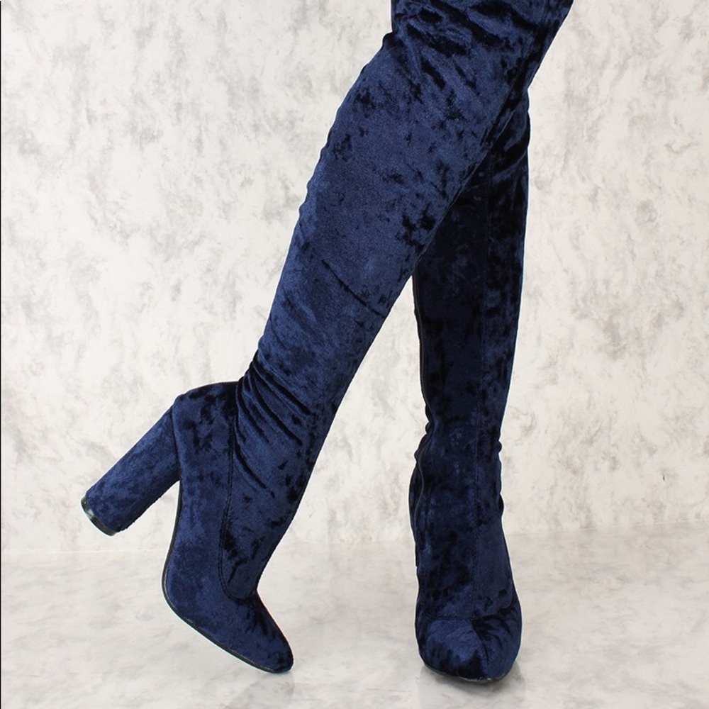 Velvet Thigh High Boots